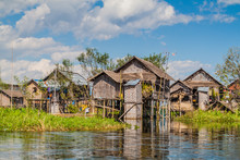 Stilt Houses Of Inn Paw Khone Village At Inle Lake, Myanmar