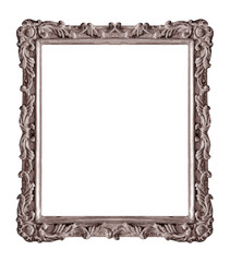 Silver frame for paintings, mirrors or photo isolated on white background	