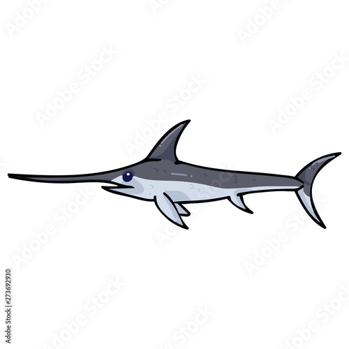 Cute Ocean Swordfish Cartoon Vector Illustration Motif Set Hand Drawn Isolated Sea Life Marlin Elements Clipart For Nautical Blog Sword Graphic Fishing Web Buttons Buy This Stock Vector And Explore Similar