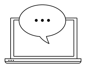 Poster - computer screen techonology icon cartoon in black and white