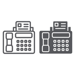 Aufkleber - Fax line and glyph icon, print and device, printer sign, vector graphics, a linear pattern on a white background.