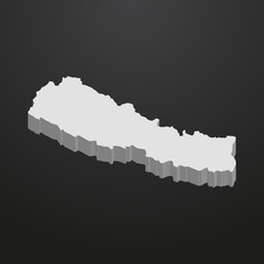 Poster - Nepal map in gray on a black background 3d