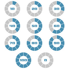Aufkleber - Colorful pie charts. Set of green percentage diagrams. Modern infographic elements