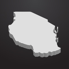 Poster - Tanzania map in gray on a black background 3d