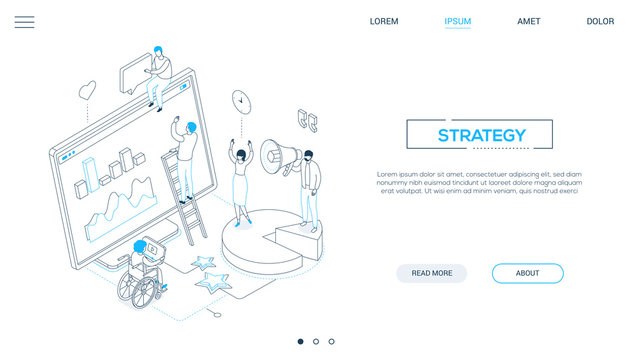 Strategy - line design style isometric web banner
