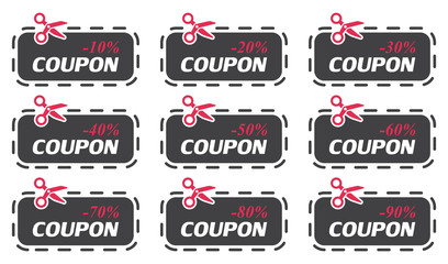 Aufkleber - Set of coupon sale collection. Vector illustration