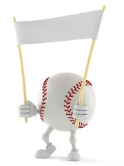 Wall Mural - Baseball character holding blank banner