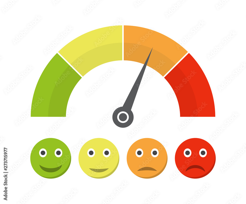 Customer satisfaction meter with different emotions. Vector ...