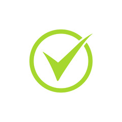 Poster - Tick icon vector symbol, green checkmark isolated on white background, checked icon or correct choice sign, check mark or checkbox pictogram