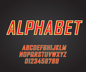 Vector of modern bold font and alphabet