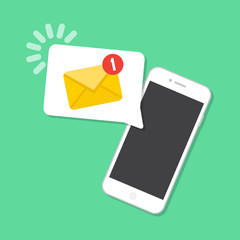 Leinwandbilder - New message arrived on the smartphone. Email concept