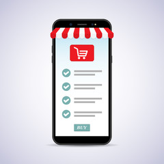 Poster - Online shop in smartphone. Online store concept