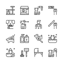 Canvas Print - Pet grooming shop icon set.Vector illustration