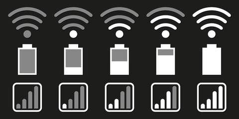 Poster - set of icons for mobile phone system. wifi, battery, network