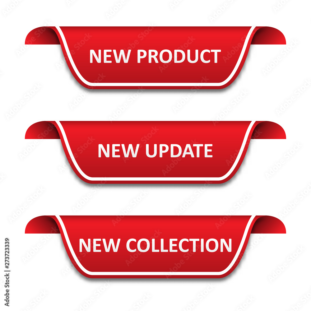 Set of tags ribbons. New product, new update, new collection