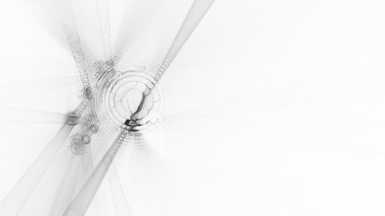 Poster - Abstract background element. Fractal graphics 3d illustration. Wide format composition of grid cells and circles. Information technology concept.