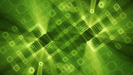 Poster - abstract background element. fractal graphics 3d illustration. wide format composition of grid cells
