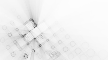Poster - Abstract background element. Fractal graphics 3d illustration. Wide format composition of grid cells and circles. Information technology concept.
