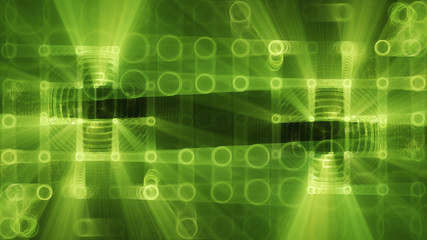 Poster - abstract background element. fractal graphics 3d illustration. wide format composition of grid cells