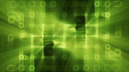 Poster - abstract background element. fractal graphics 3d illustration. wide format composition of grid cells