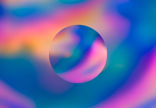 Spectrum Abstract Vaporwave Holographic Background With Circle, Trendy Colorful Backdrop In Pastel Neon Color. For Creative Design Cover, CD, Poster, Book, Printing, Gift Card, Fashion Web And Print