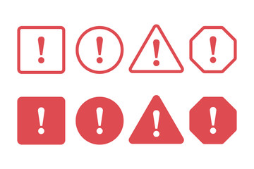 Aufkleber - Set of exclamation sign, danger sign in different shapes
