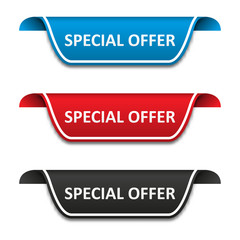 Aufkleber - Special offer tag label set. Attention ribbon badge. Vector illustration