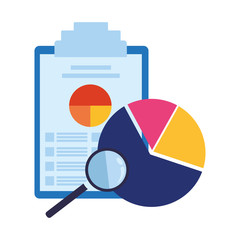 paper with data chart on table