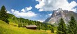 Swiss beauty, chalet on the meadows in Grindelwald valley, under Wetterhorn mount, Bernese Oberland,Switzerland,Europe