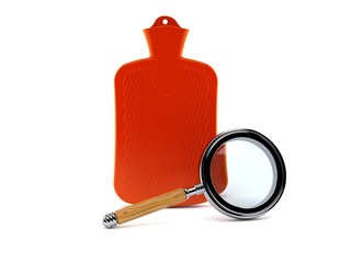 Canvas Print - Hot water bottle with magnifying glass