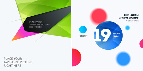 Poster - Abstract design of vector elements for graphic template. Modern background. Colourful shapes for business branding, website sale, marketing, discount, offer.