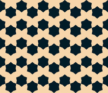 Vector Geometric Floral Seamless Pattern. Abstract Black And Tan Background