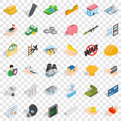 Poster - Fellowship icons set. Isometric style of 36 fellowship vector icons for web for any design