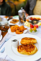 Wall Mural - Breakfast with pancakes