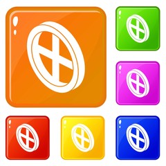 Poster - Roof window frame icons set collection vector 6 color isolated on white background