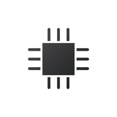 Poster - microchip icon. cpu, central processing unit, computer processor, chip symbol. abstract technology l