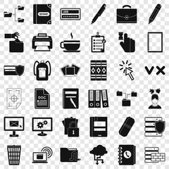 Poster - Folder icons set. Simple style of 36 folder vector icons for web for any design