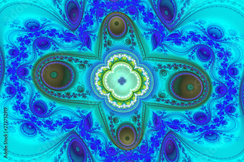 Blue illustration fractal background geometric shapes book cover magick explo...