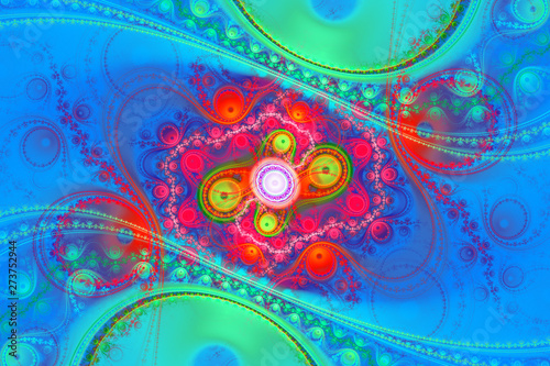 Blue illustration fractal background geometric shapes book cover magick explo...