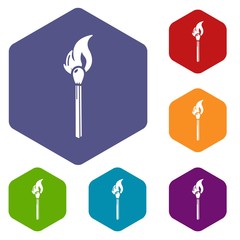 Sticker - Burning match icon. Simple illustration of burning match vector icon for web