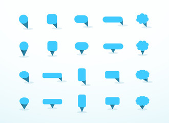 Poster - Text Box Speech Bubble Flat Marker Points Vector Set
