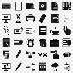 Poster - Dictionary icons set. Simple style of 36 dictionary vector icons for web for any design