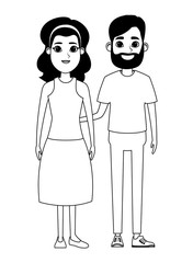 Poster - couple avatar cartoon character portrait in black and white