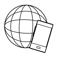 Canvas Print - globe world sphere icon cartoon in black and white