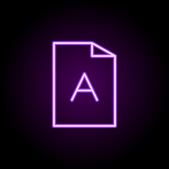 Poster - editorial, file neon icon. Elements of editorial design set. Simple icon for websites, web design, mobile app, info graphics