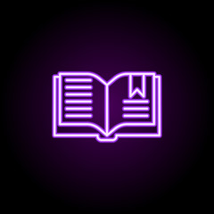 Poster - editorial, book neon icon. Elements of editorial design set. Simple icon for websites, web design, mobile app, info graphics