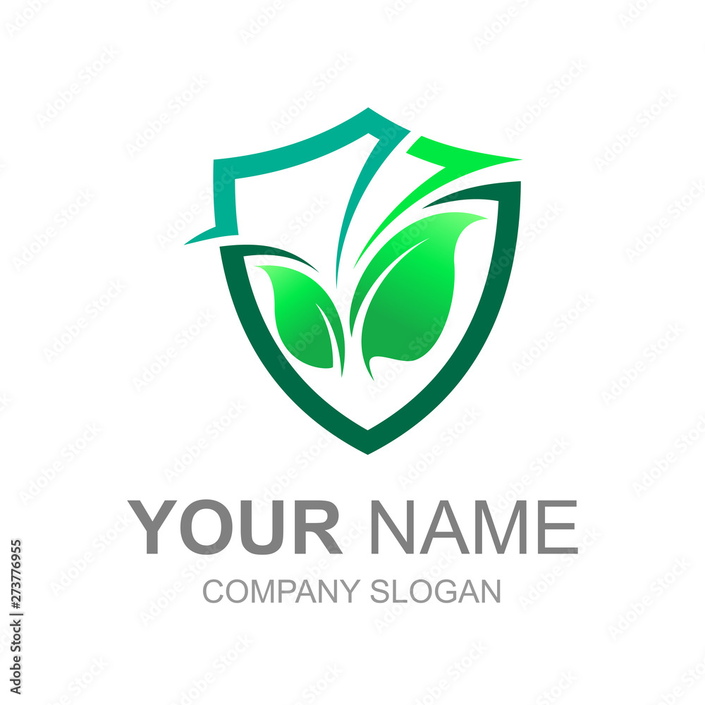 logo shield with leaf and simple look, logo ready to use Stock Vector ...