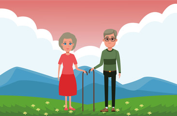 Sticker - elderly people avatar cartoon character