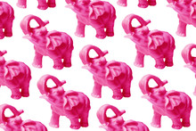 Pattern Of Isolated Pink Elephants On An Even Color Background 