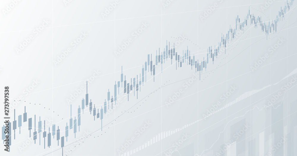 Widescreen Abstract financial chart with uptrend line graph and ...